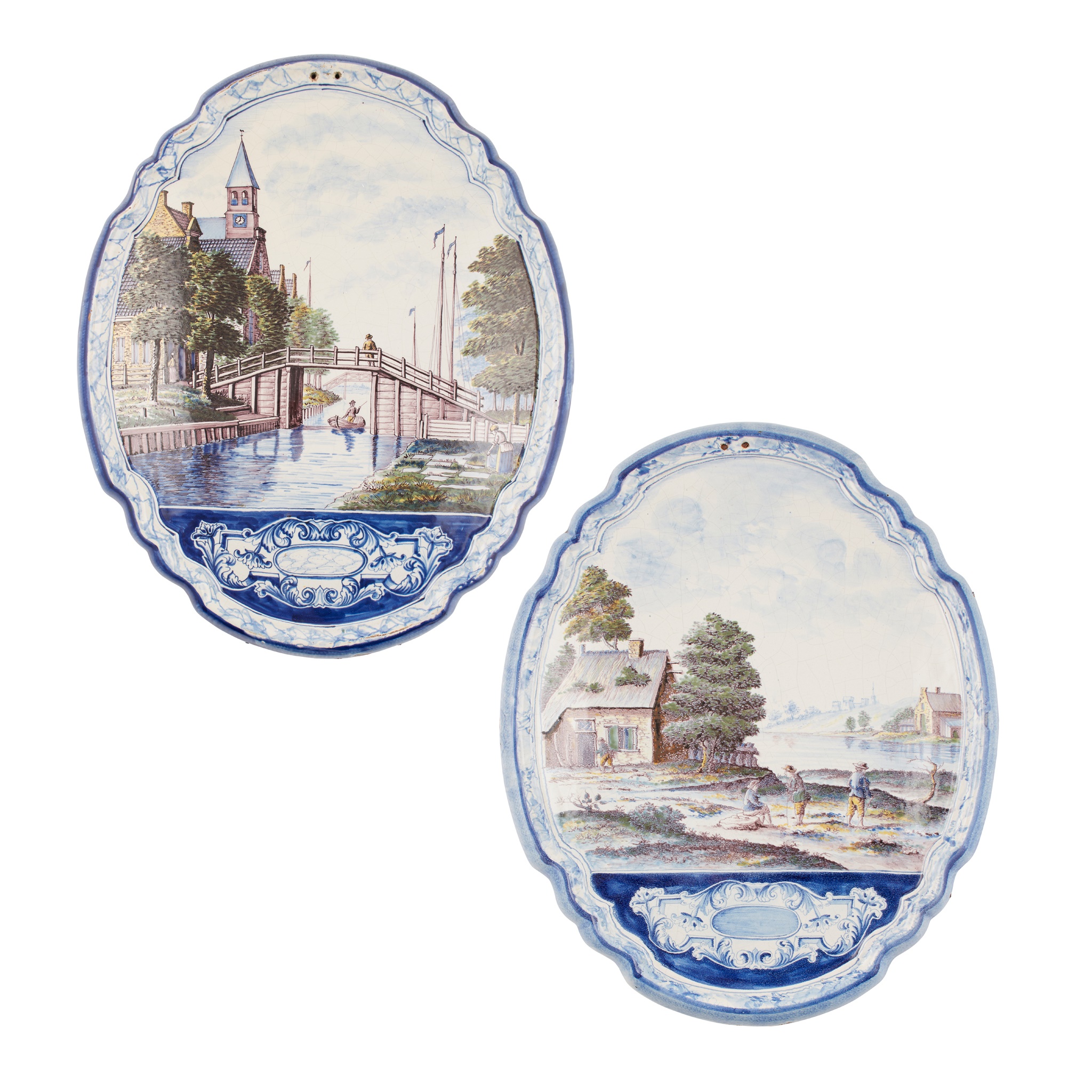 PAIR OF MAKKUM POLYCHROME DELFT WALL PLAQUES