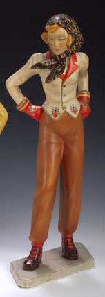 A Lenci figure of a skier,