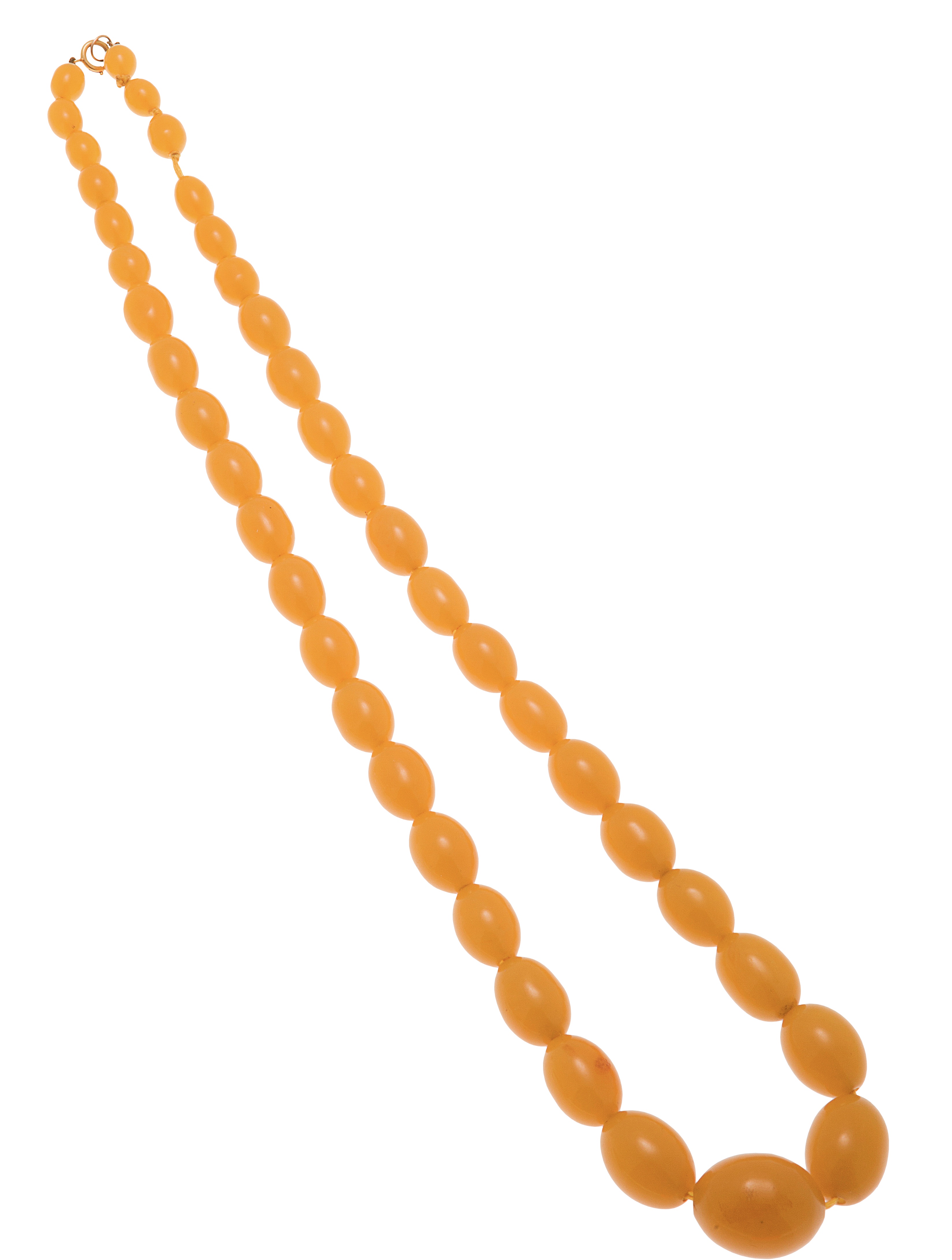 An amber bead necklace