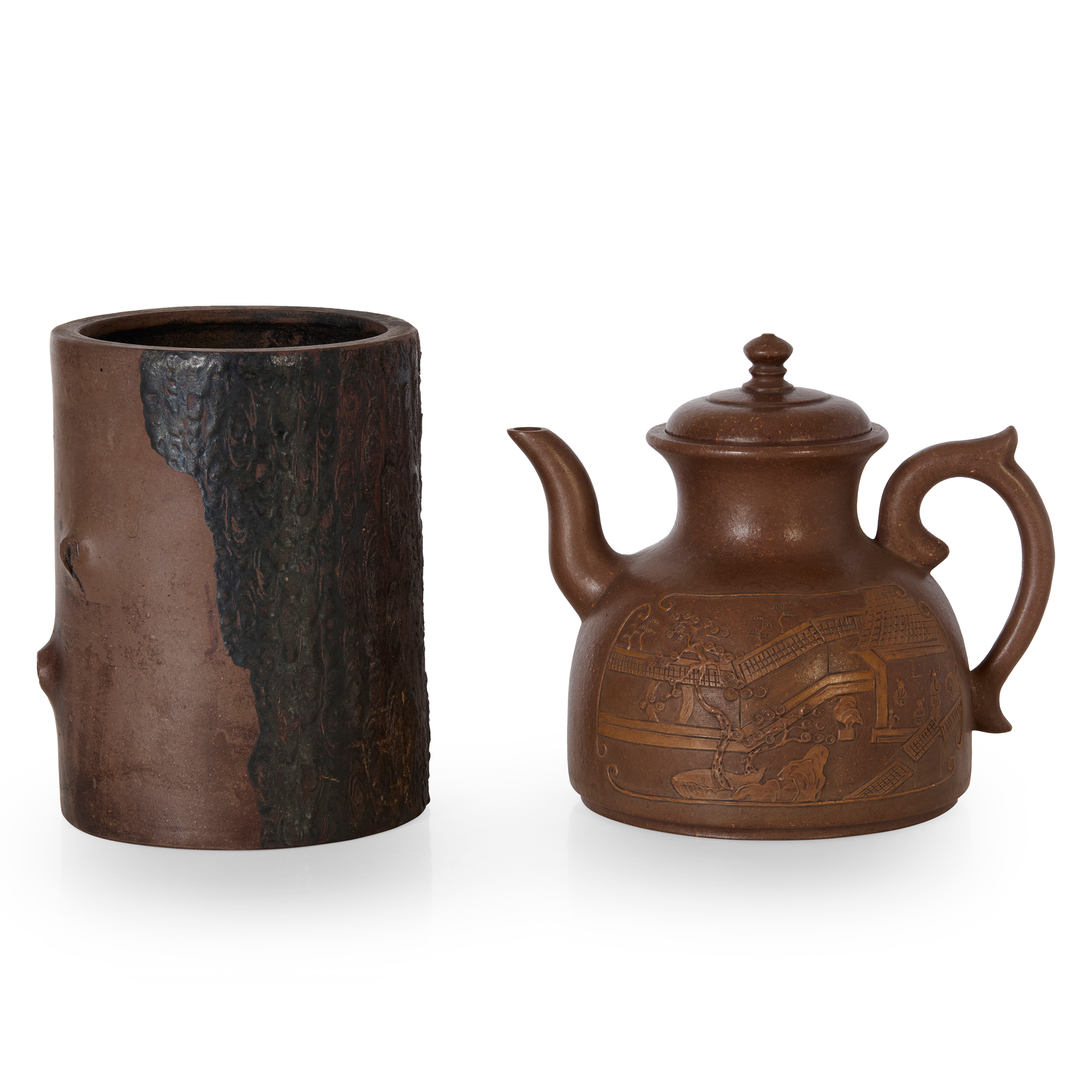 TWO CHINESE YIXING STONEWARE VESSELS