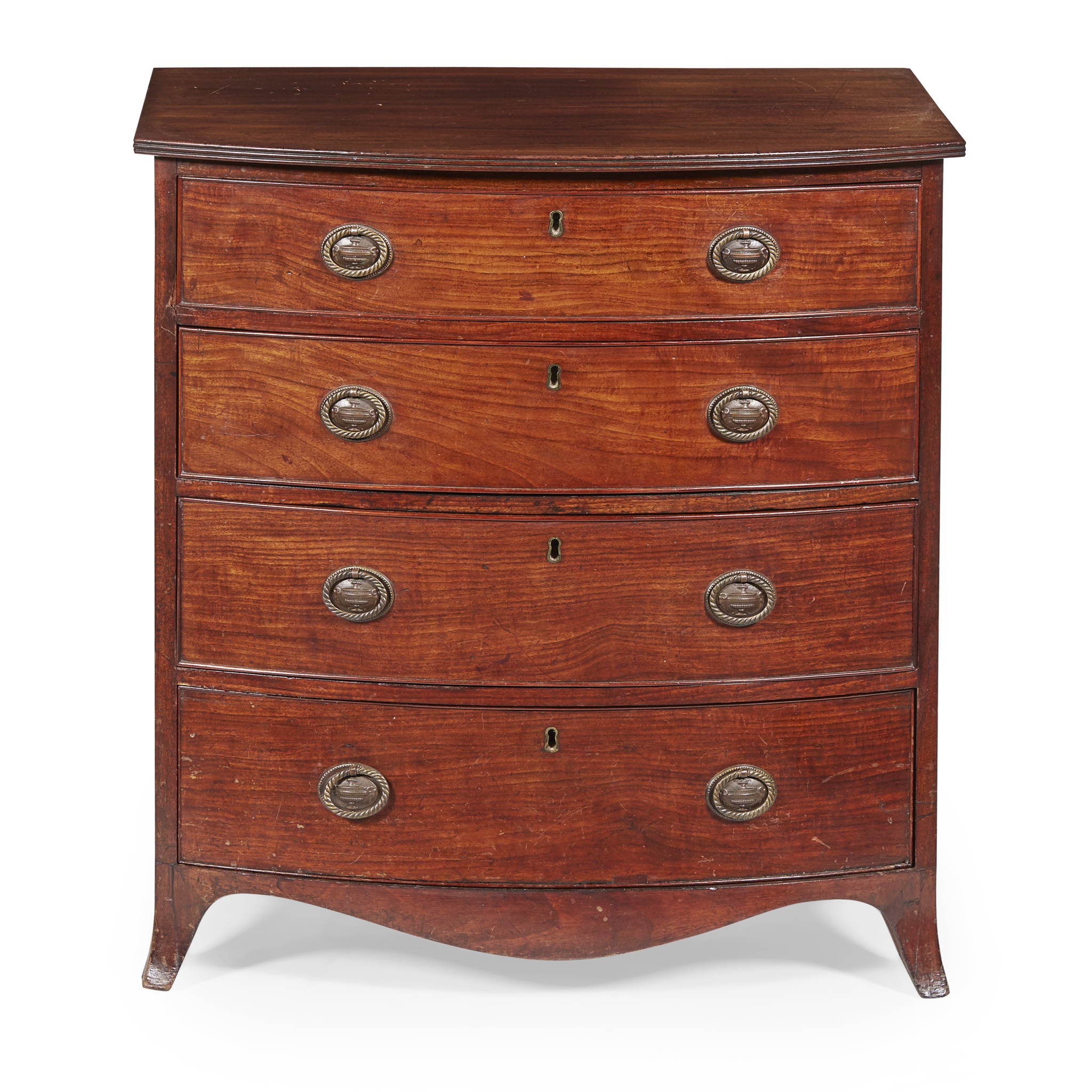 LATE GEORGE III SMALL BOWFRONT CHEST OF DRAWERS
