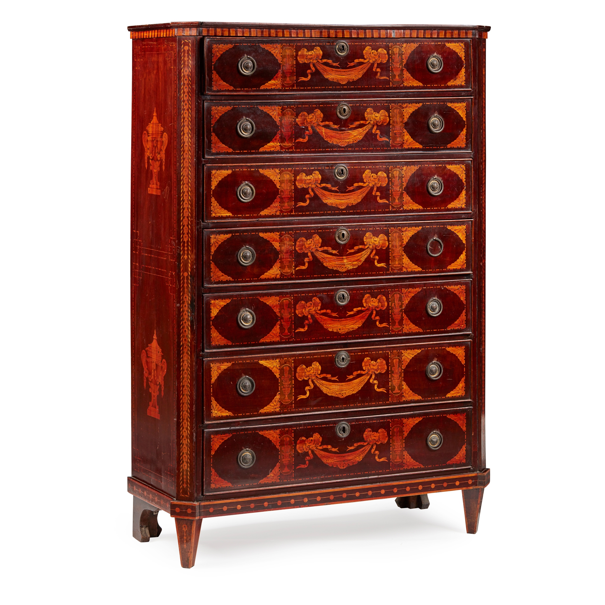 DUTCH ROSEWOOD AND SATINWOOD MARQUETRY CHEST OF DRAWERS