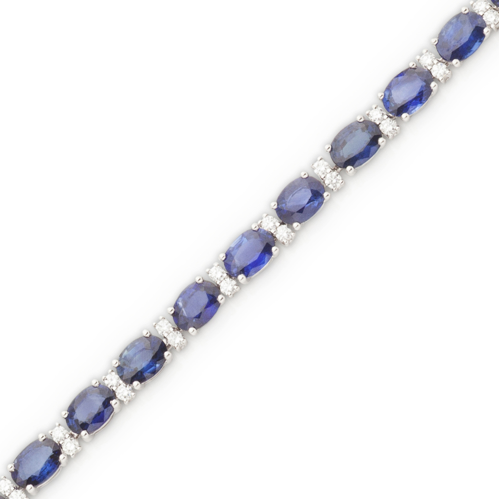 A sapphire and diamond set line bracelet