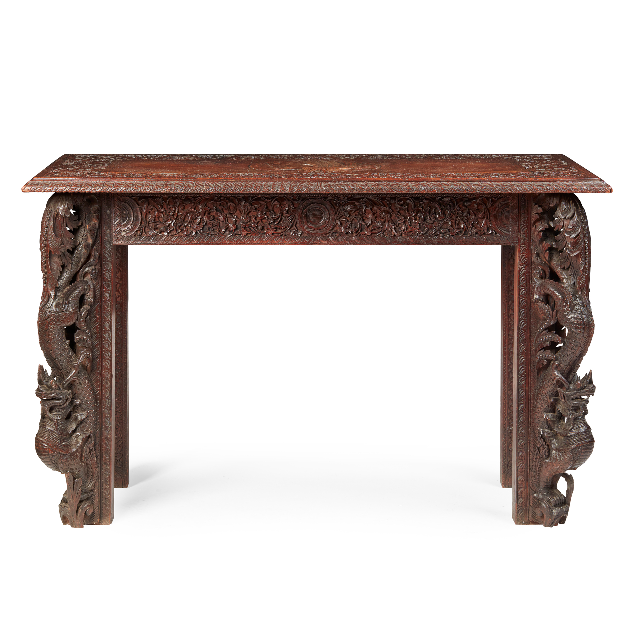 INDIAN CARVED PADOUK SIDE TABLE