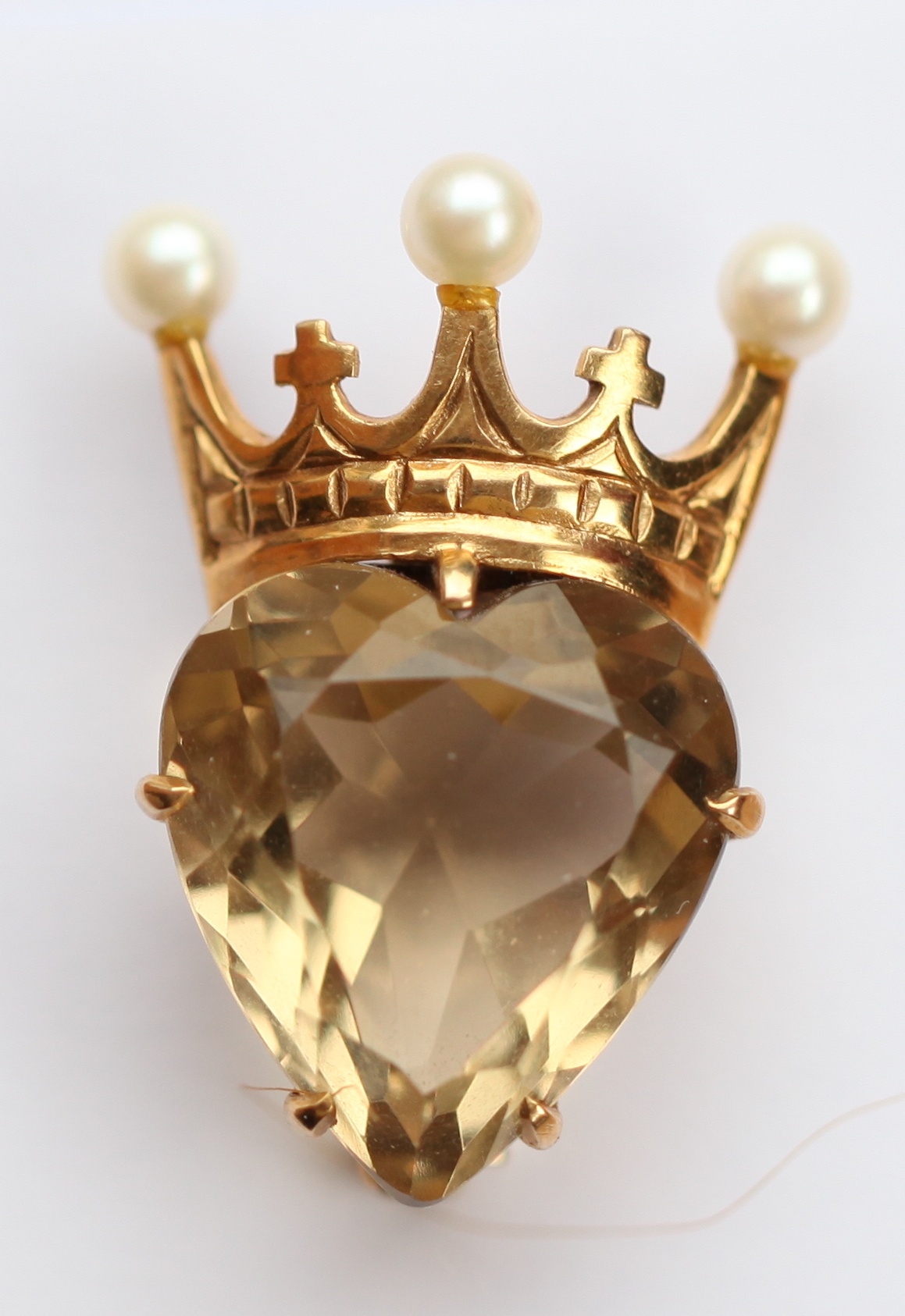 A Scottish citrine, gold and pearl brooch