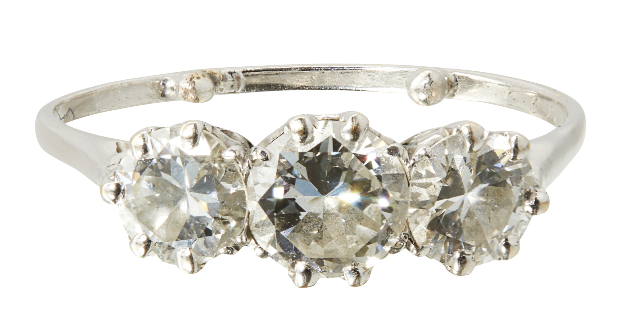 A three stone diamond ring