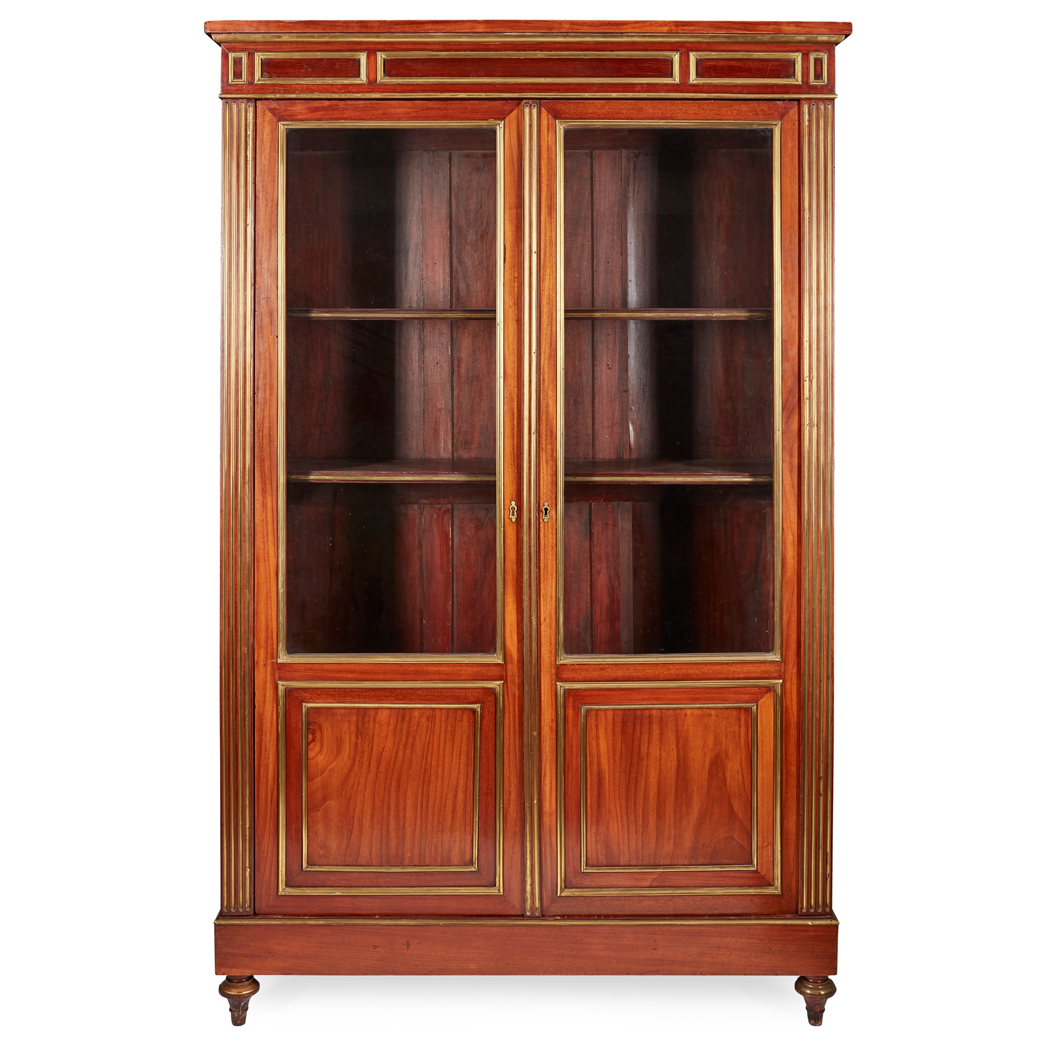 FRENCH DIRECTOIRE MAHOGANY AND BRASS BIBLIOTHEQUE