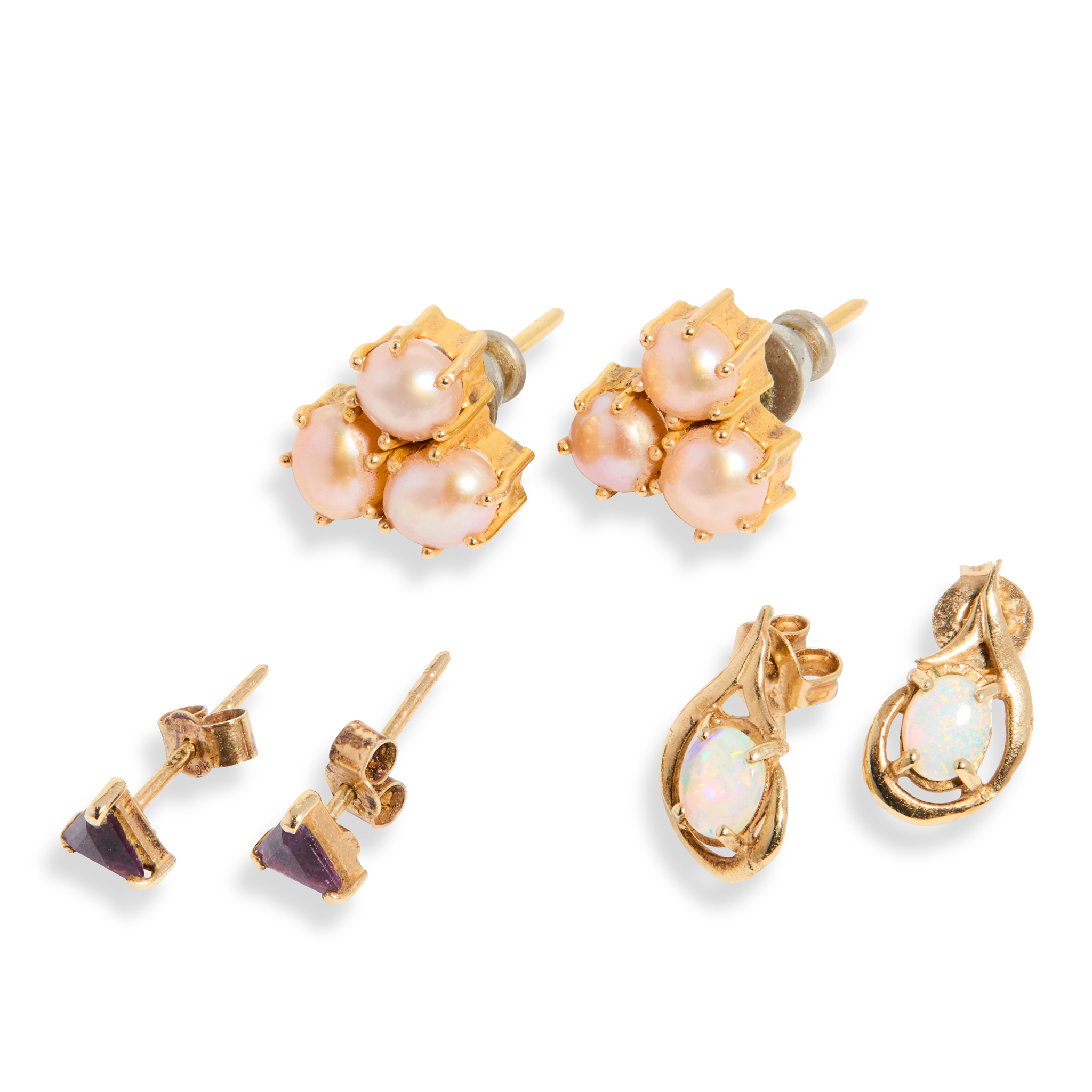 A collection of gem-set earrings