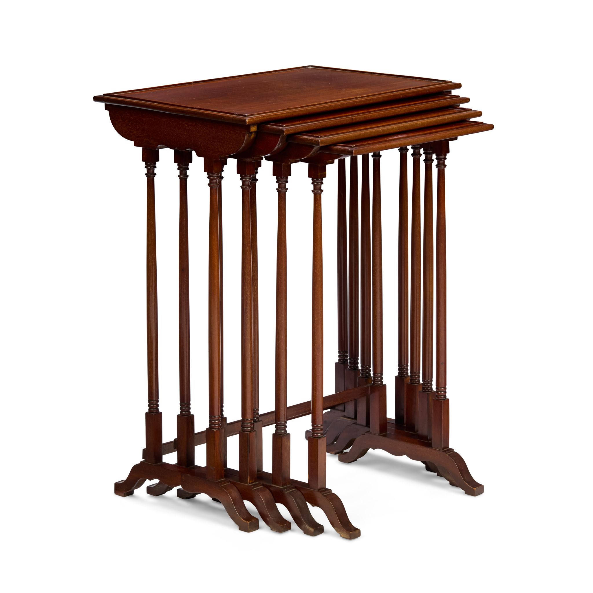 SET OF MAHOGANY QUARTETTO TABLES