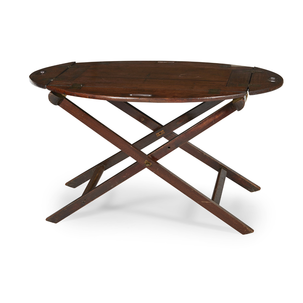 LATE GEORGE III MAHOGANY BUTLER'S TRAY AND STAND