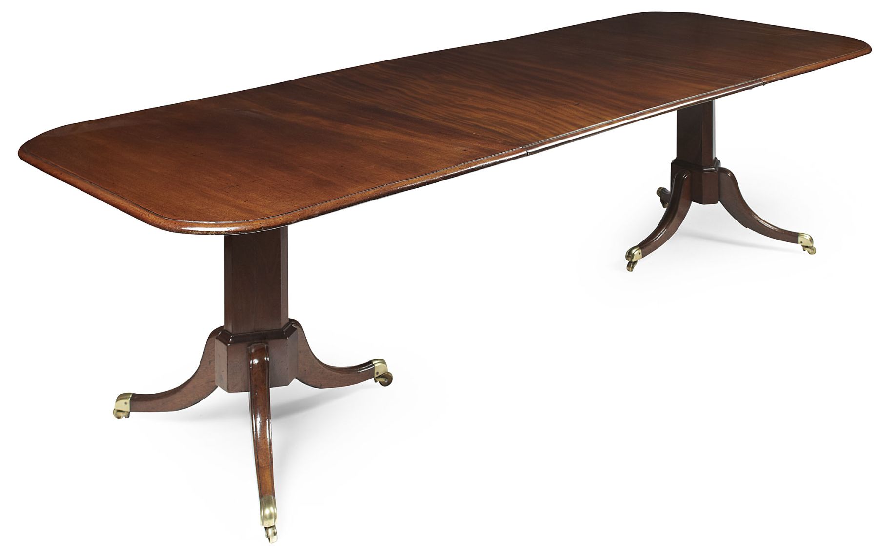 REGENCY MAHOGANY TWIN PEDESTAL DINING TABLE