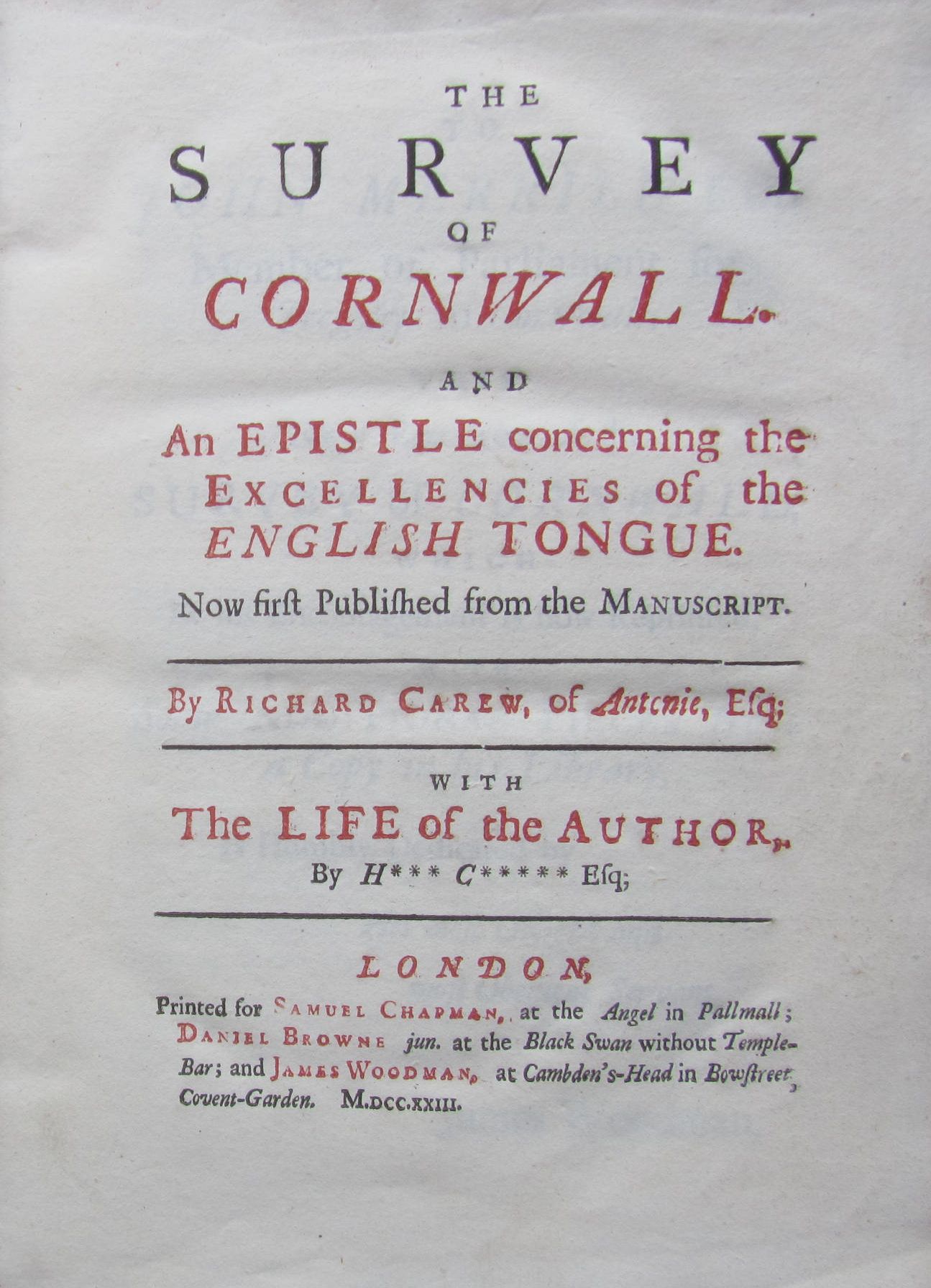 CORNWALL – CAREW, RICHARD