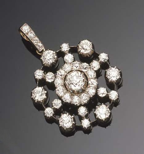 A late Victorian diamond pendant,