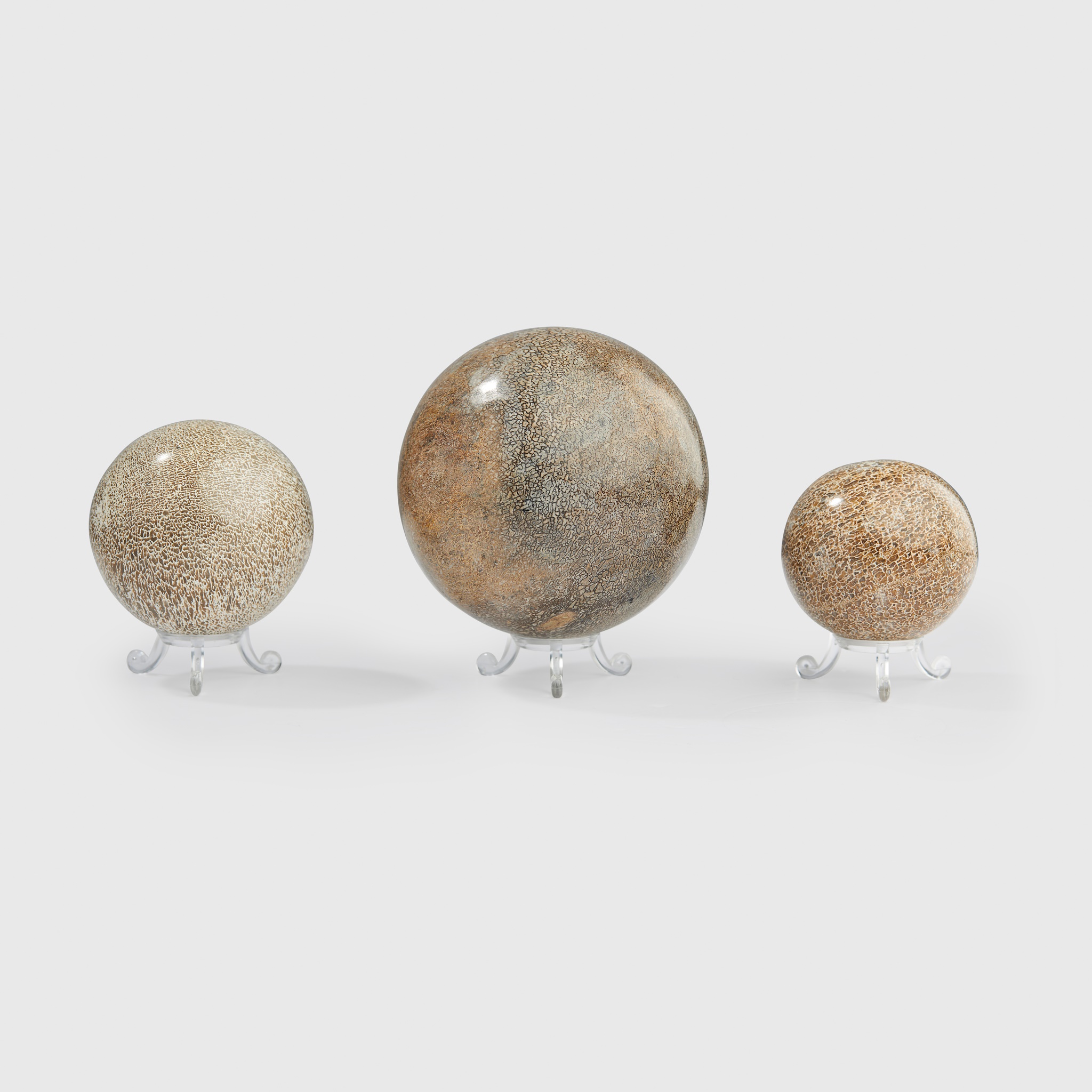 TRIO OF ALLOSAURUS BONE SPHERES