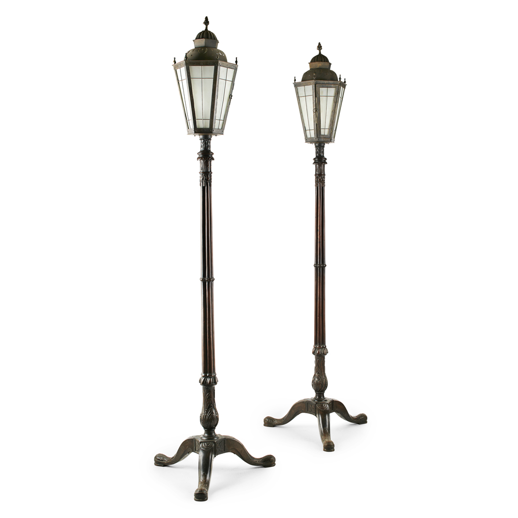 PAIR OF MAHOGANY STANDARD LAMPS
