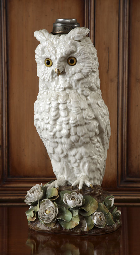 A large late 19th century English porcelain figure of an owl