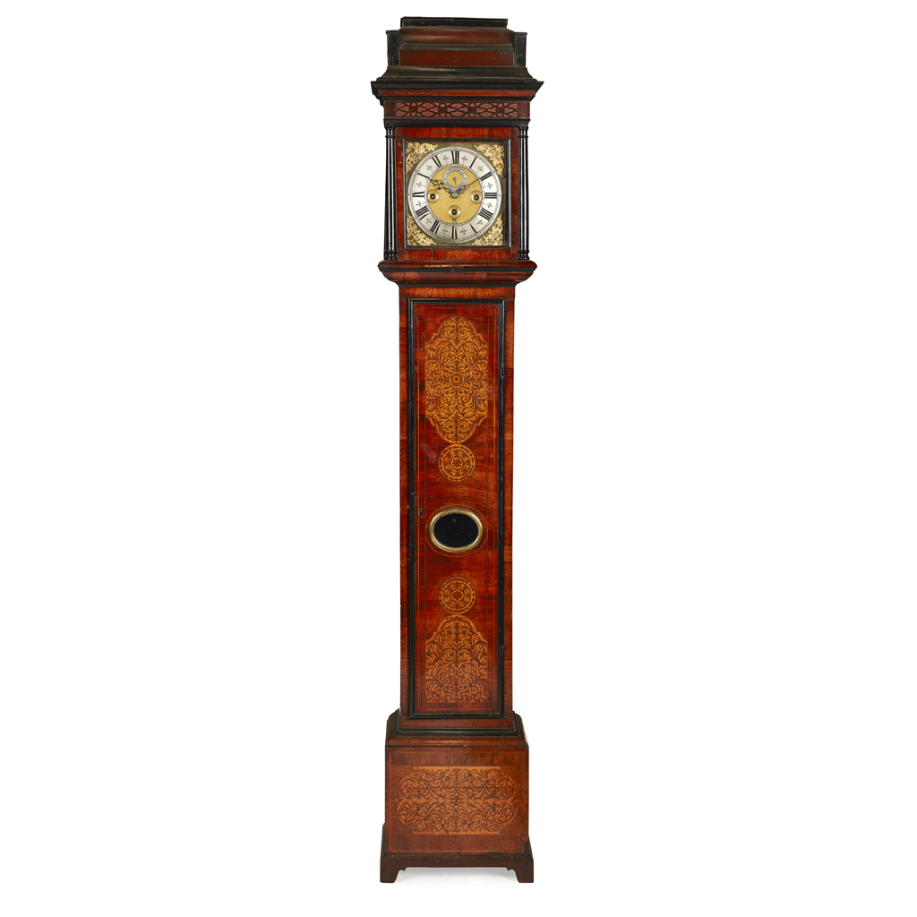 SCOTTISH ROSEWOOD, MAHOGANY, EBONISED AND SEAWEED MARQUETRY CHIMING LONGCASE CLOCK, BY ANDREW BROWN, EDINBURGH