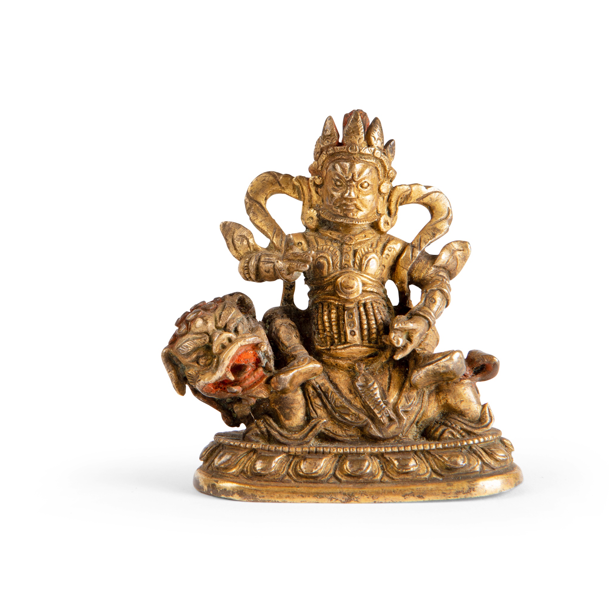 SMALL GILT BRONZE FIGURE OF VAISHRAVANA