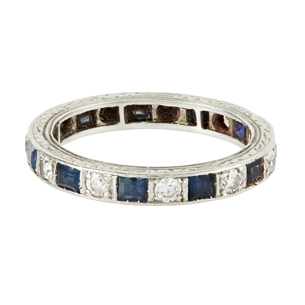 A sapphire and diamond set eternity ring