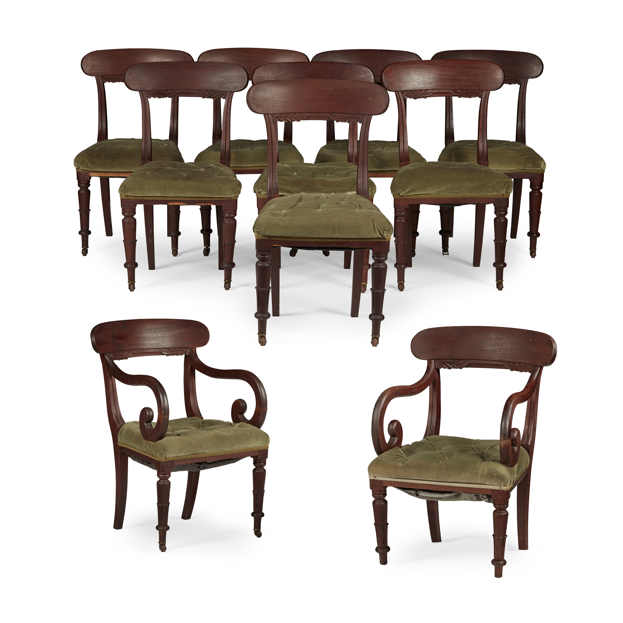 SET OF TEN WILLIAM IV MAHOGANY DINING CHAIRS