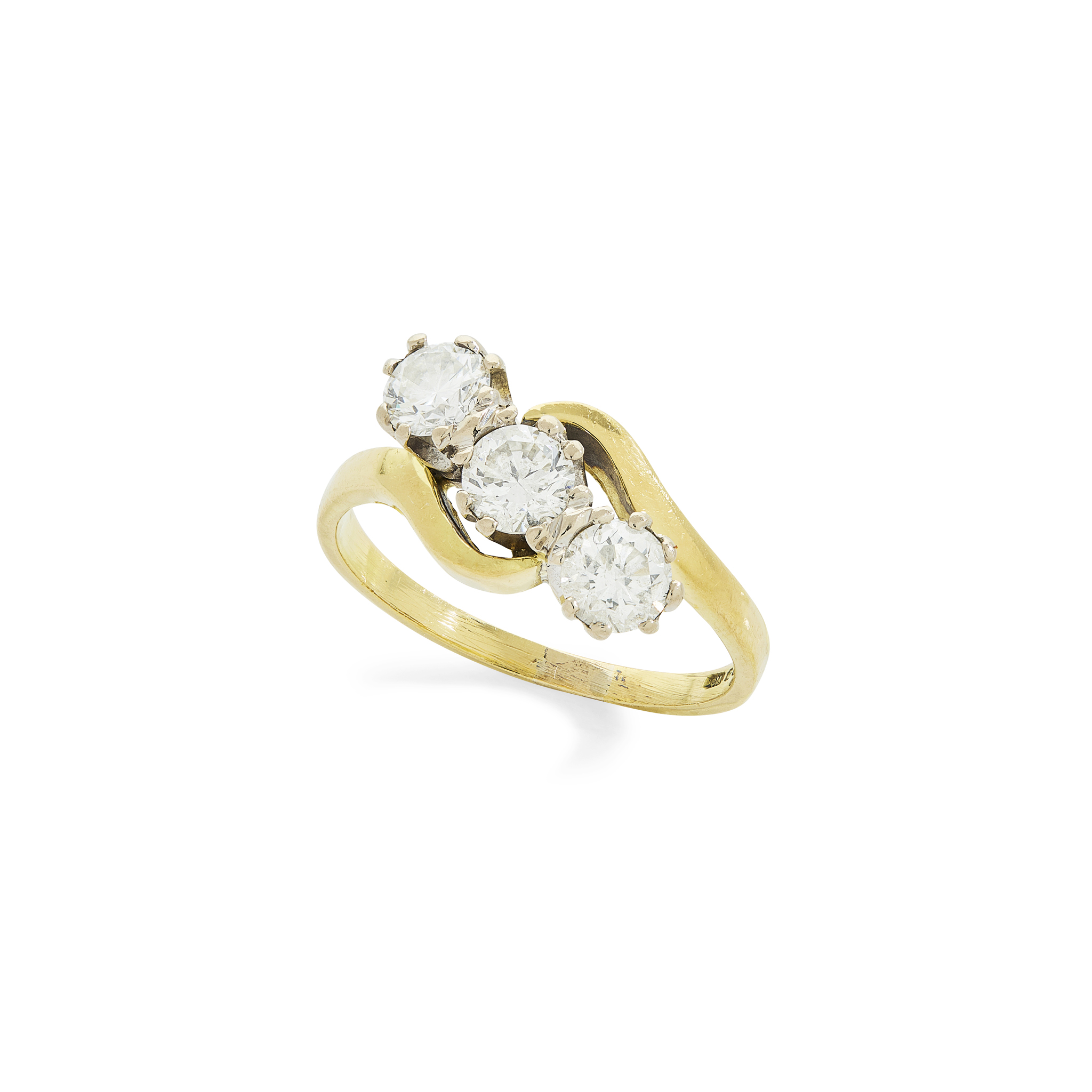 An 18ct gold diamond three-stone ring