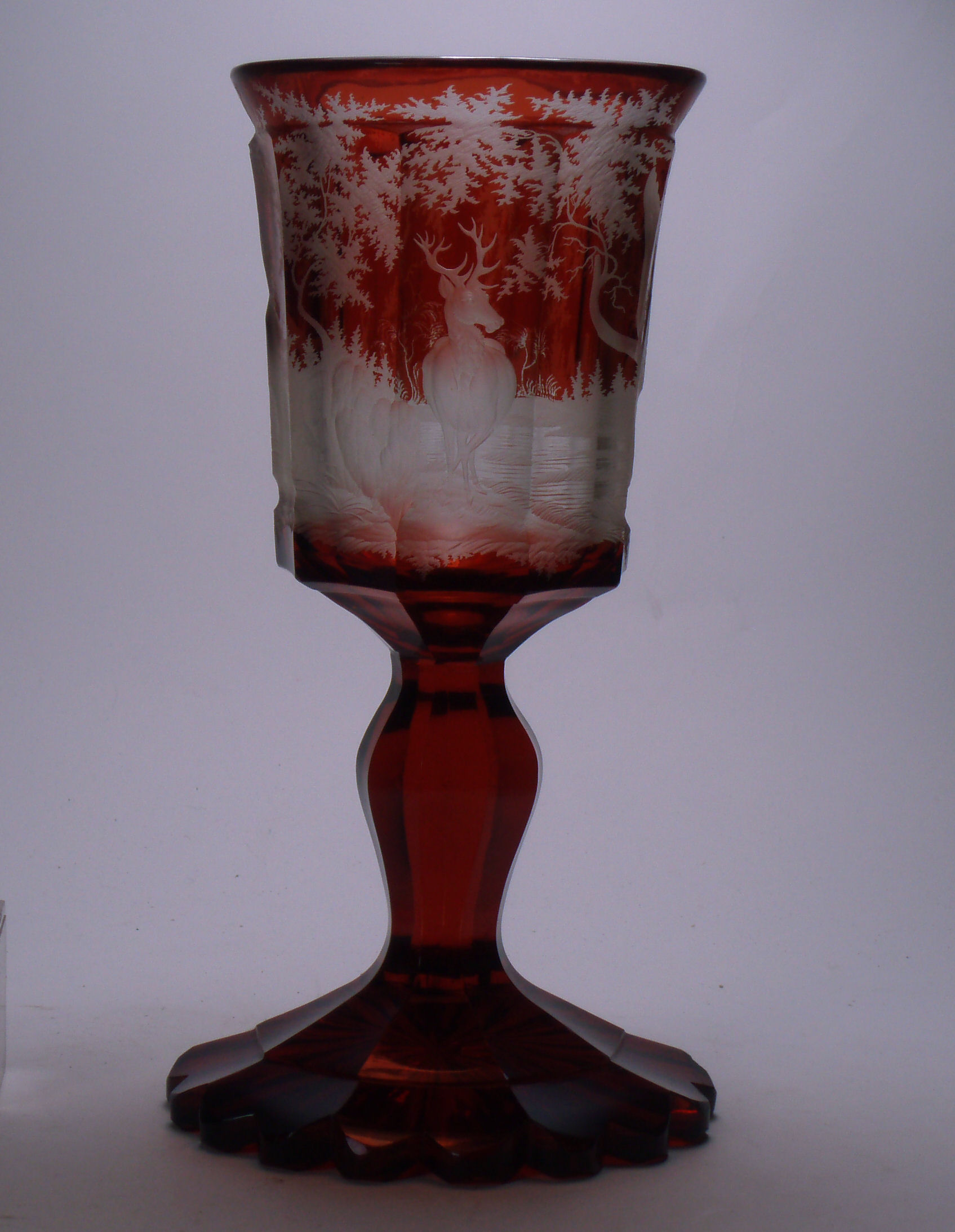 A mid 19th century Bohemian ruby overlay glass vase