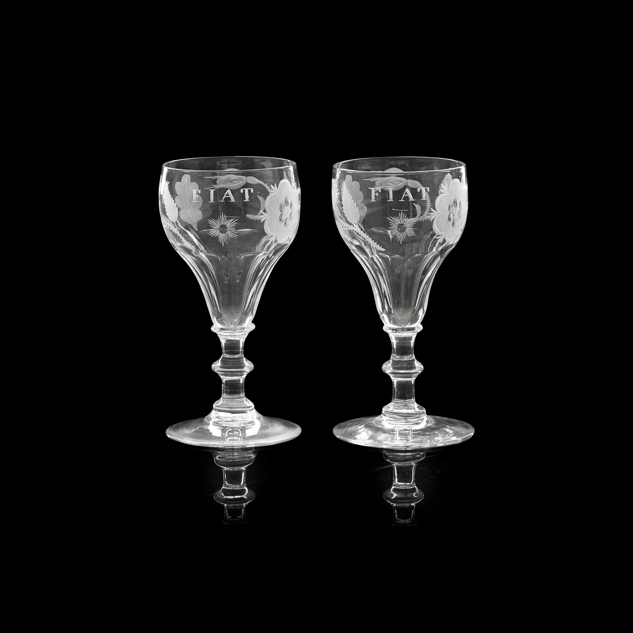 PAIR OF JACOBITE STYLE SYLLABUB GLASSES