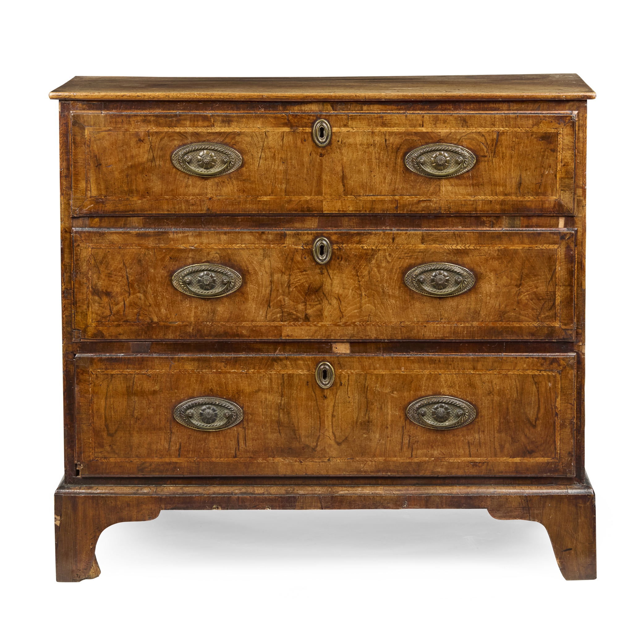 GEORGE II WALNUT CHEST OF DRAWERS