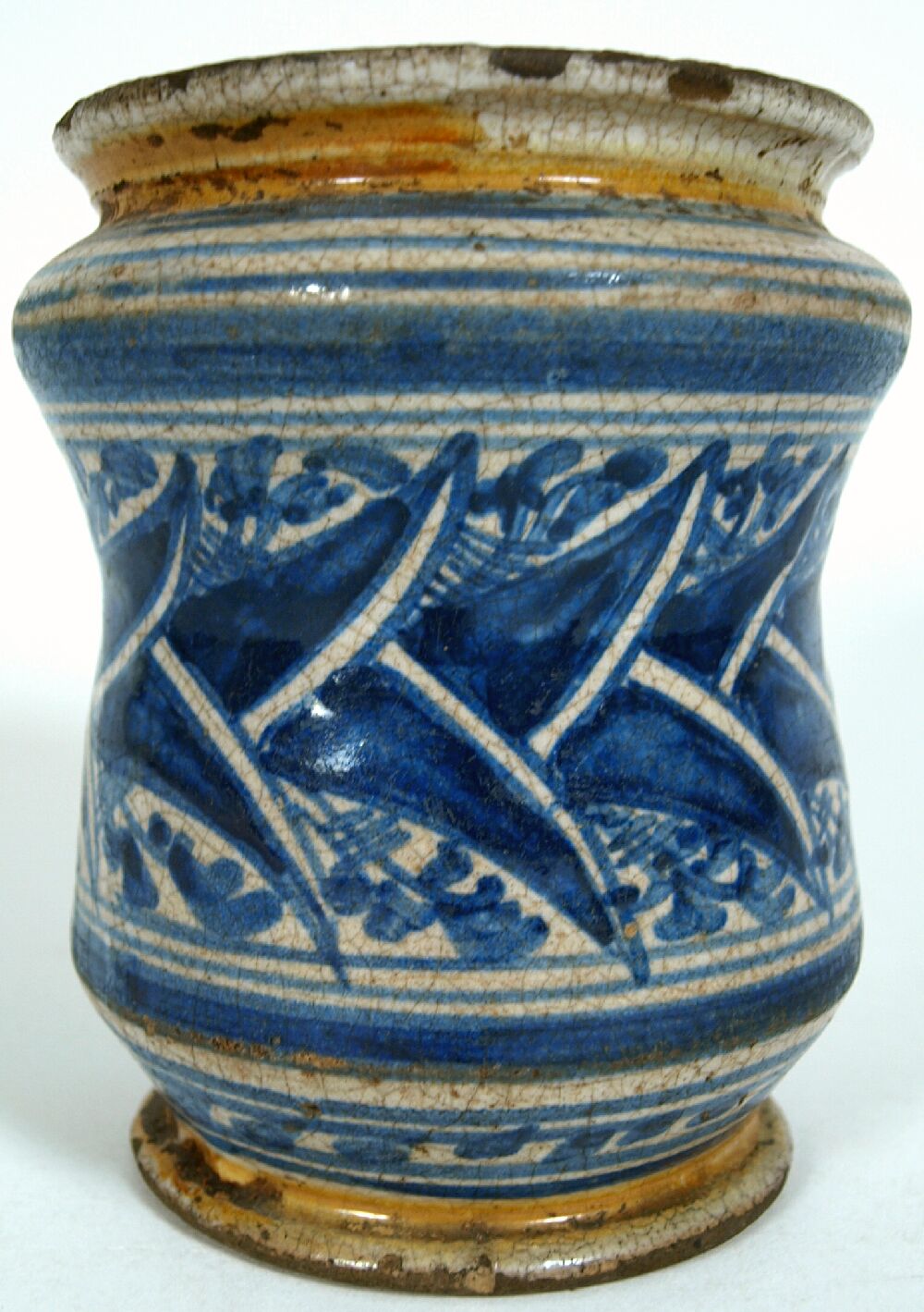 A small late 16th century maiolica albarello Possibly Tuscan