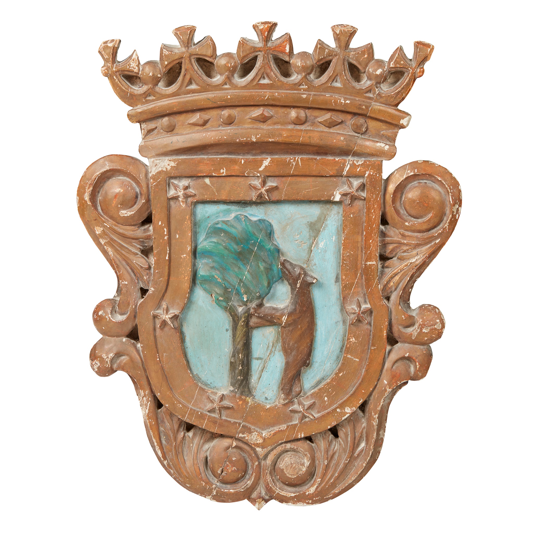 SPANISH CARVED AND POLYCHROMED COAT -OF-ARMS FOR THE CITY OF MADRID