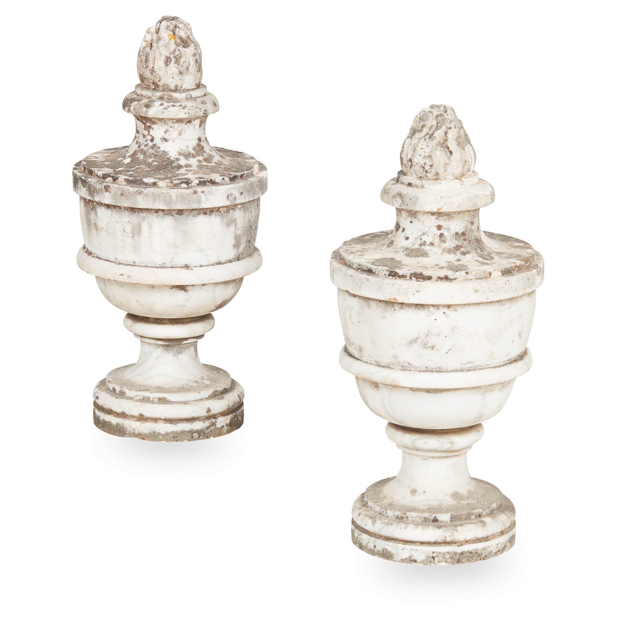 PAIR OF WHITE MARBLE ARCHITECTURAL FINIALS