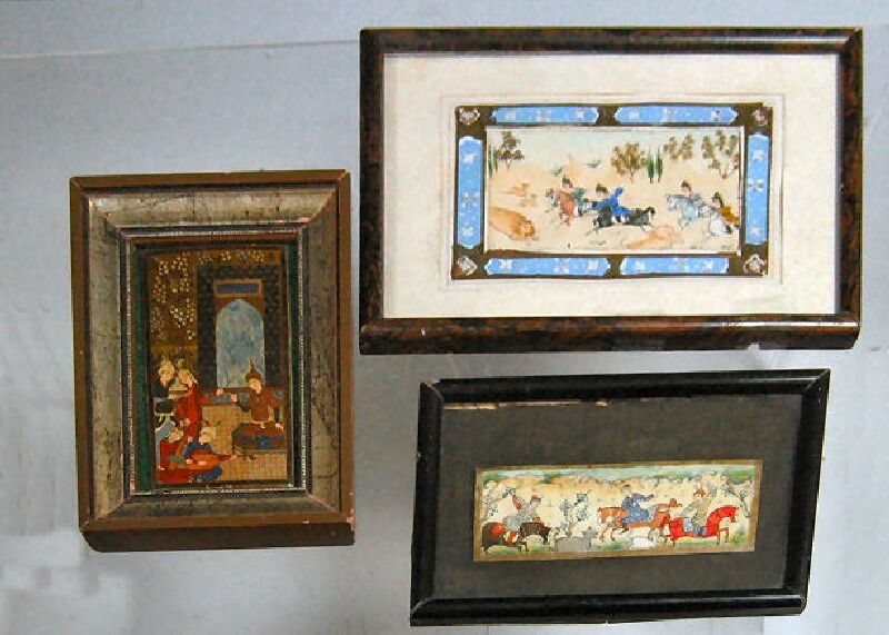 A group of three Persian miniatures
