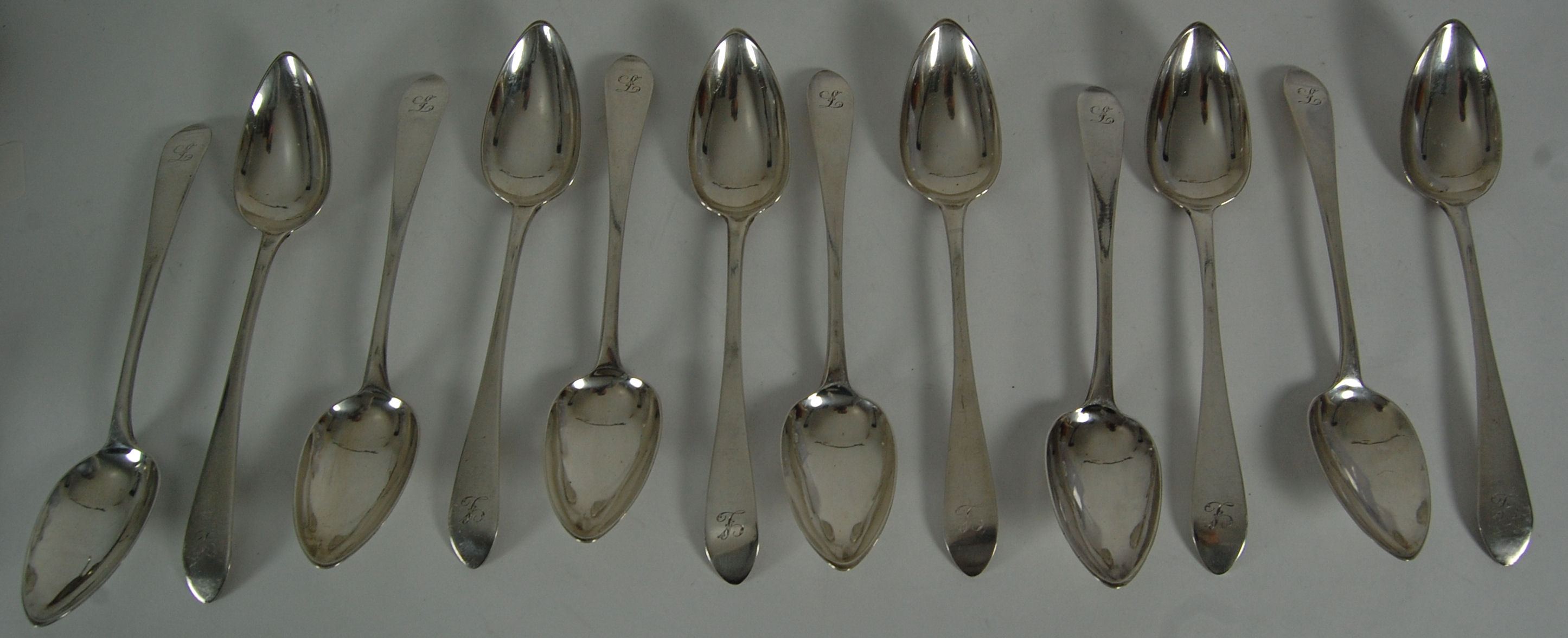 A set of twelve George III tablespoons