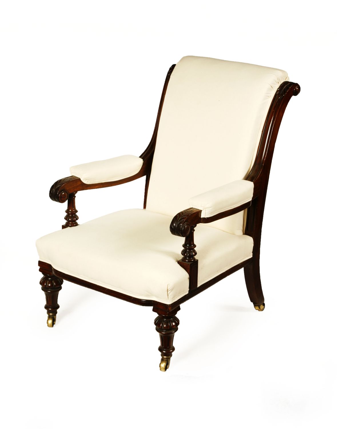 WILLIAM IV UPHOLSTERED OPEN ARMCHAIR