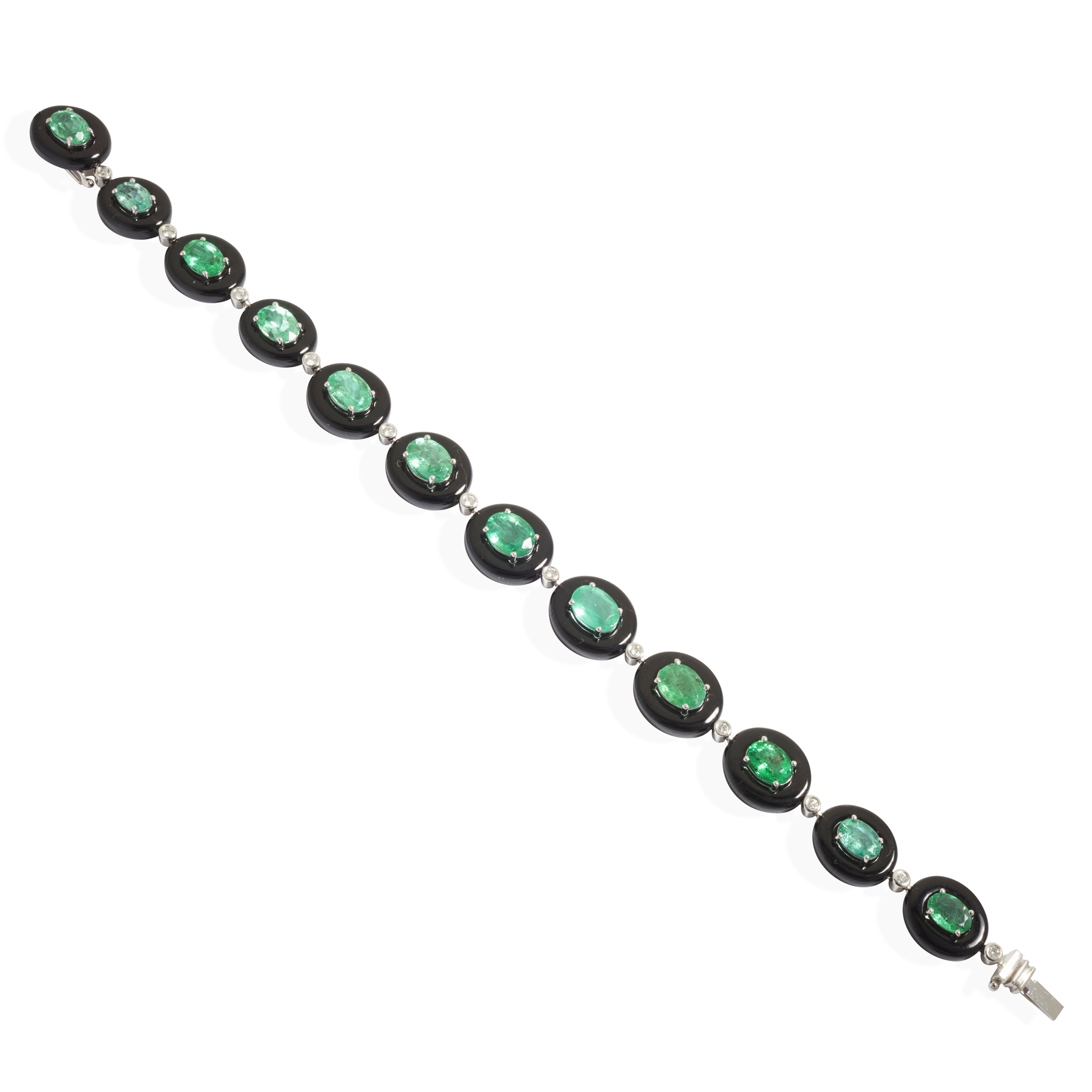 Fei Liu: An onyx, emerald and diamond bracelet