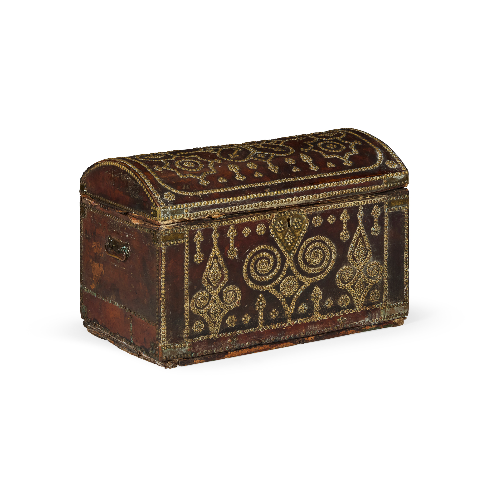 EARLY GEORGIAN STUDDED HIDE DOME TOP CHEST