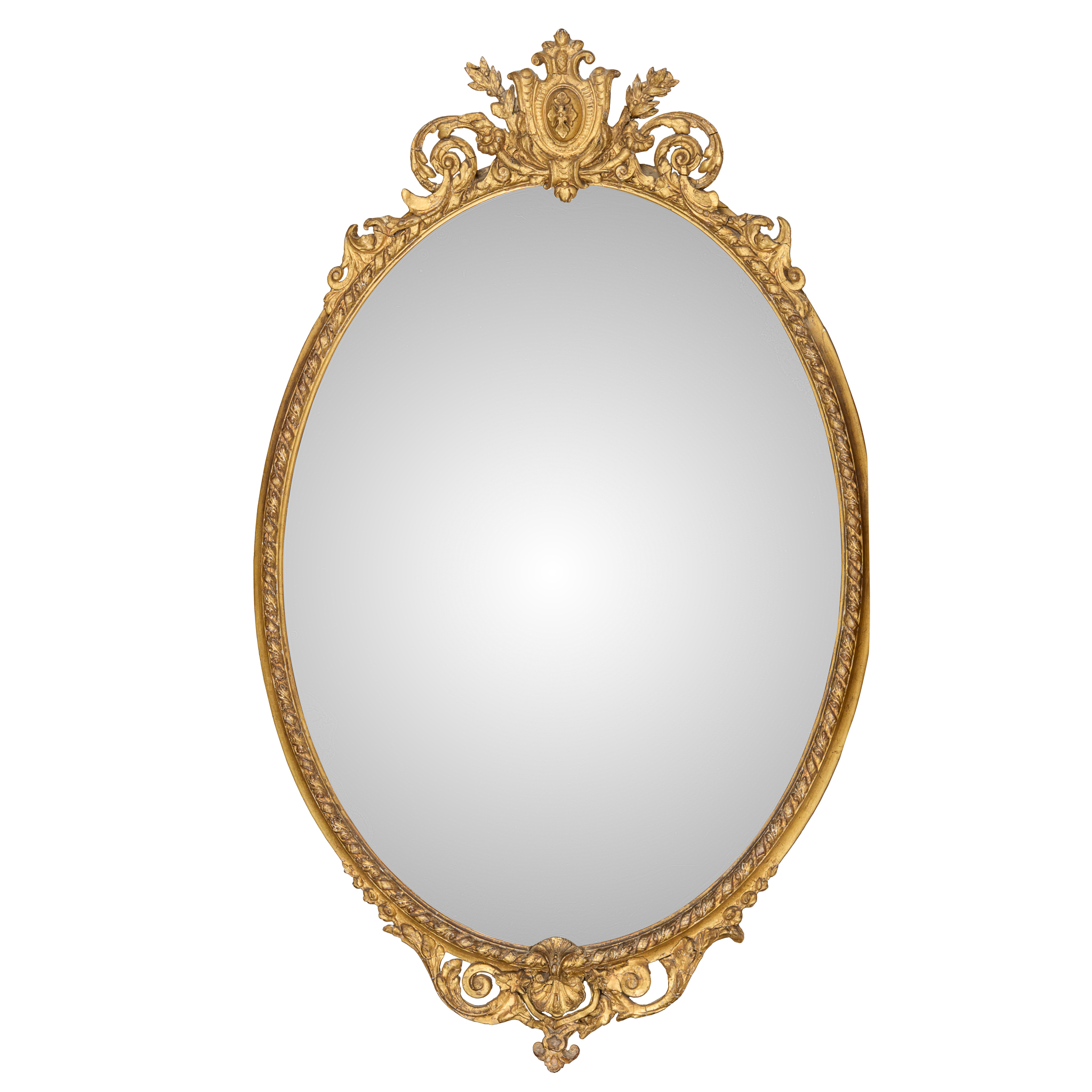 VICTORIAN CARVED GILTWOOD AND GESSO OVAL MIRROR