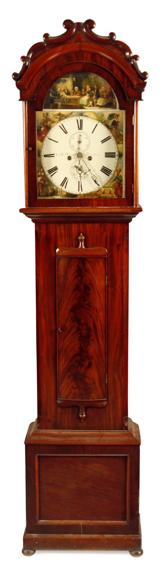 VICTORIAN MAHOGANY EIGHT DAY LONG CASE CLOCK BY A&W MARSHALL WISHAW