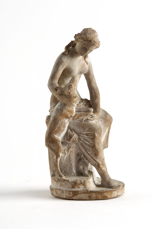 An early 19th century terracotta figure of 'Diana with a greyhound' By Joseph Gott (1791-1850)