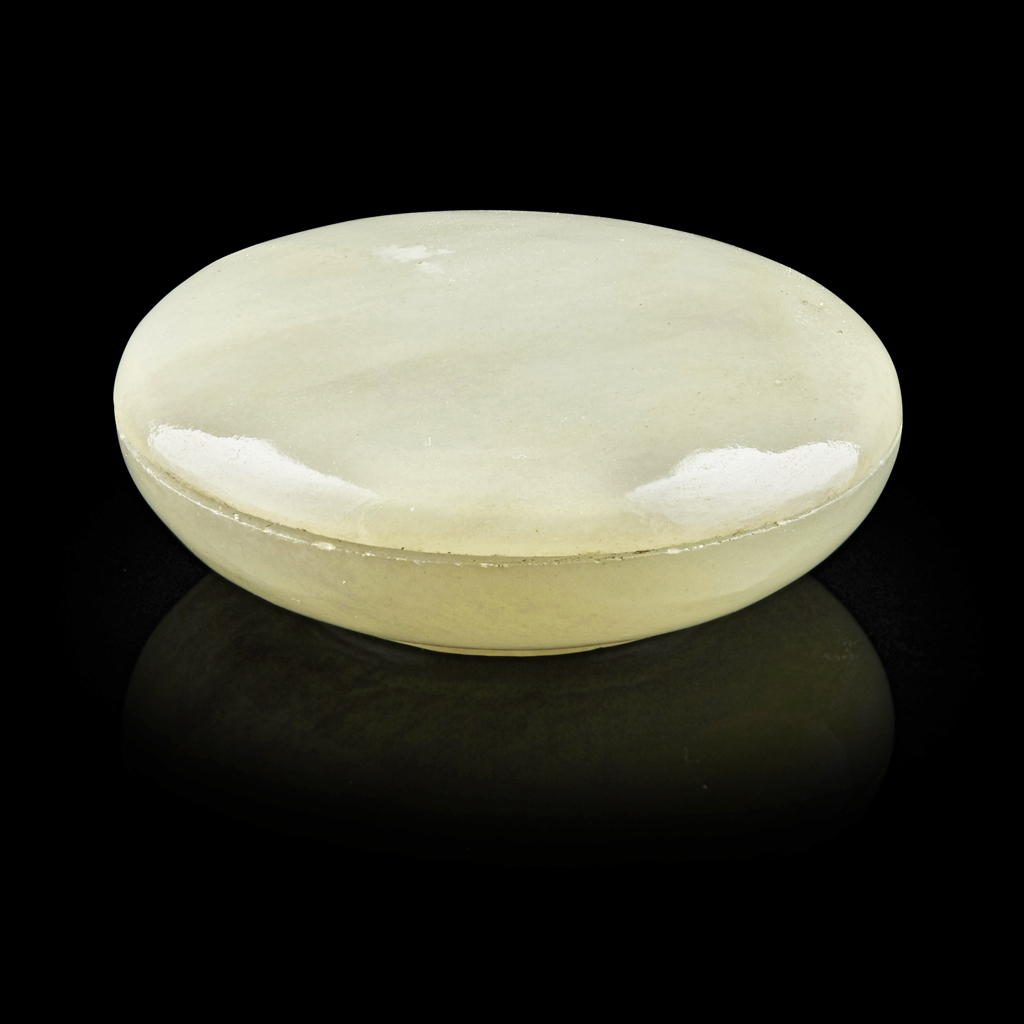 CELADON JADE CIRCULAR BOX AND COVER