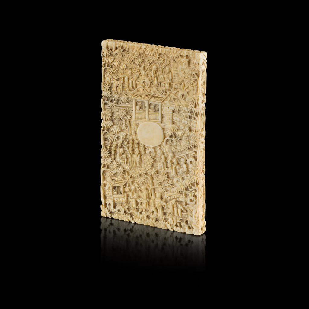 CANTON CARVED IVORY CARD CASE