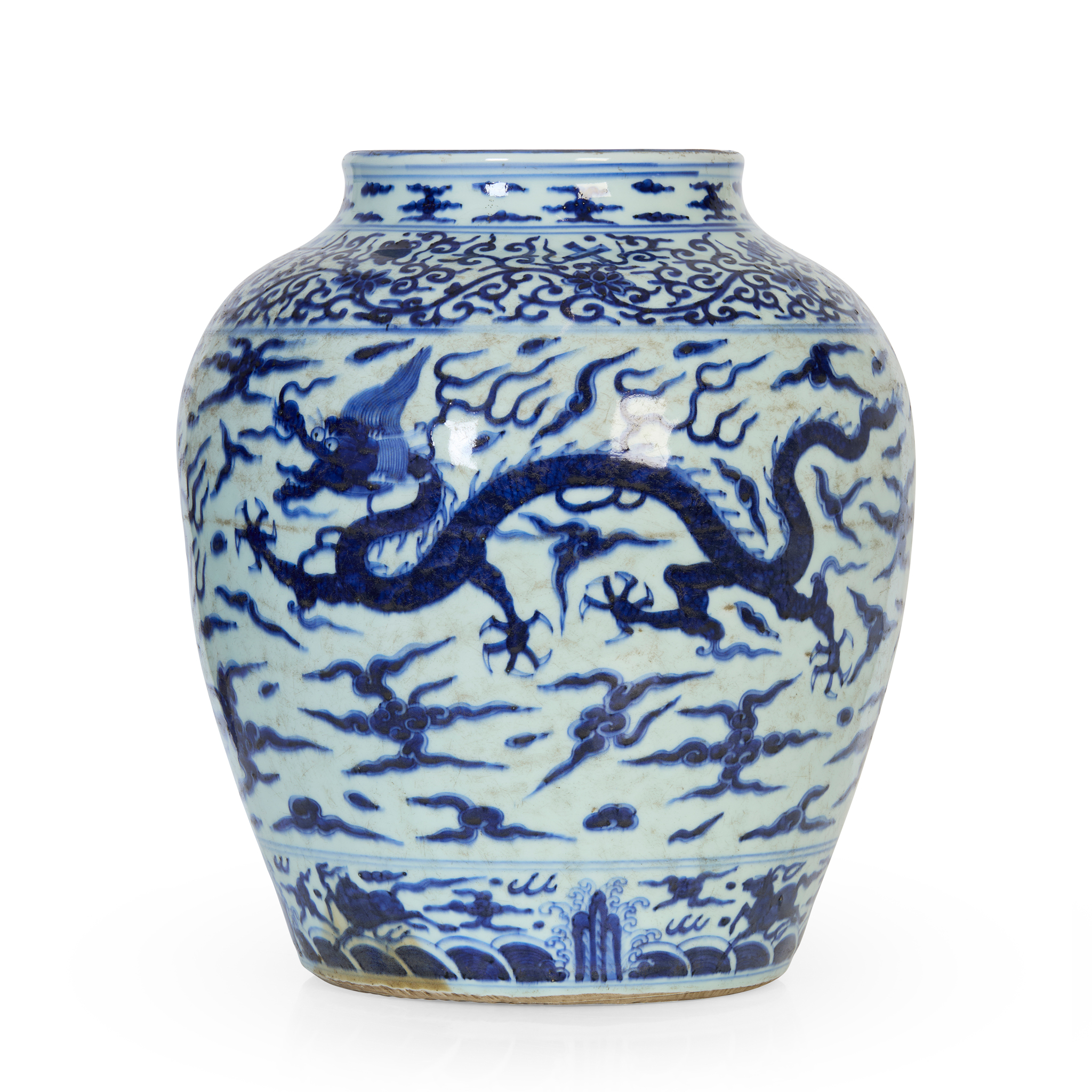 LARGE BLUE AND WHITE 'DRAGON' JAR