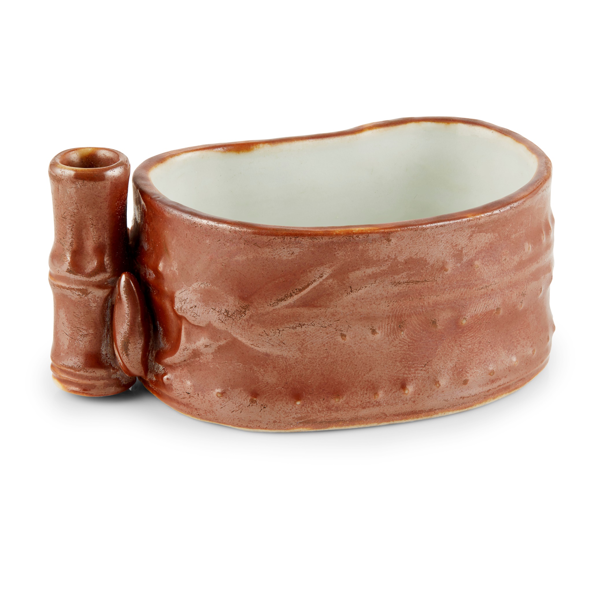 BROWN-GLAZED 'IMITATION BAMBOO' PORCELAIN WATER POT