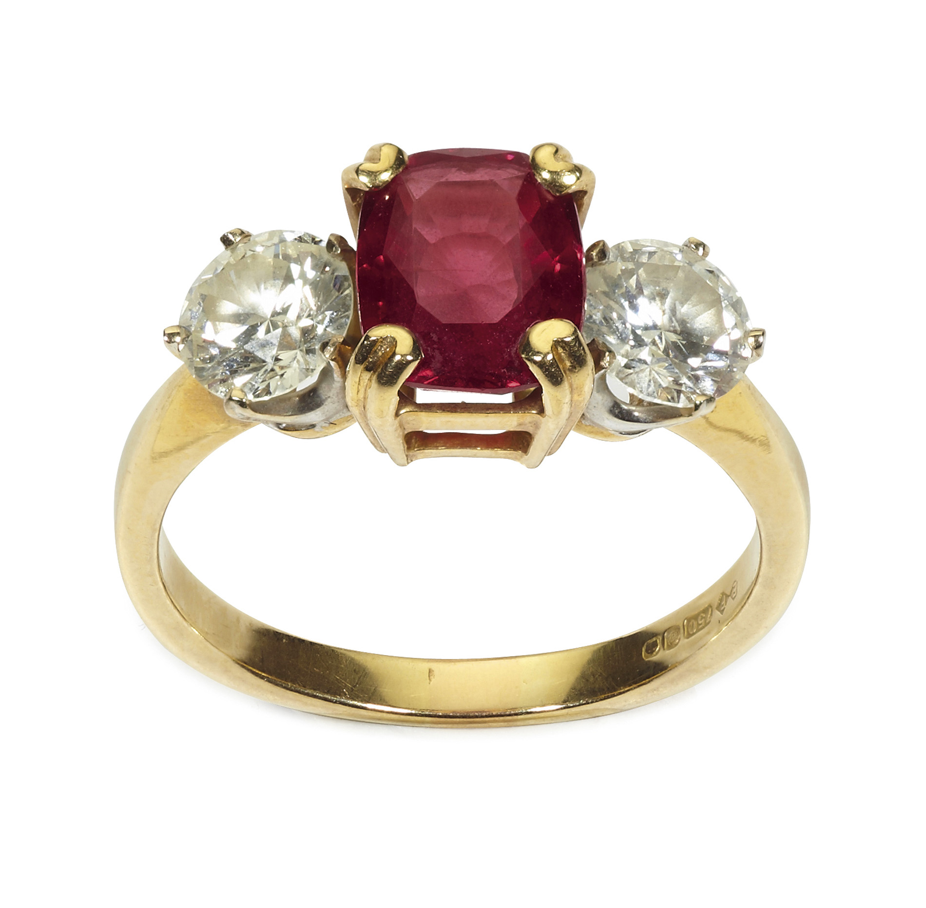 A diamond and garnet set ring