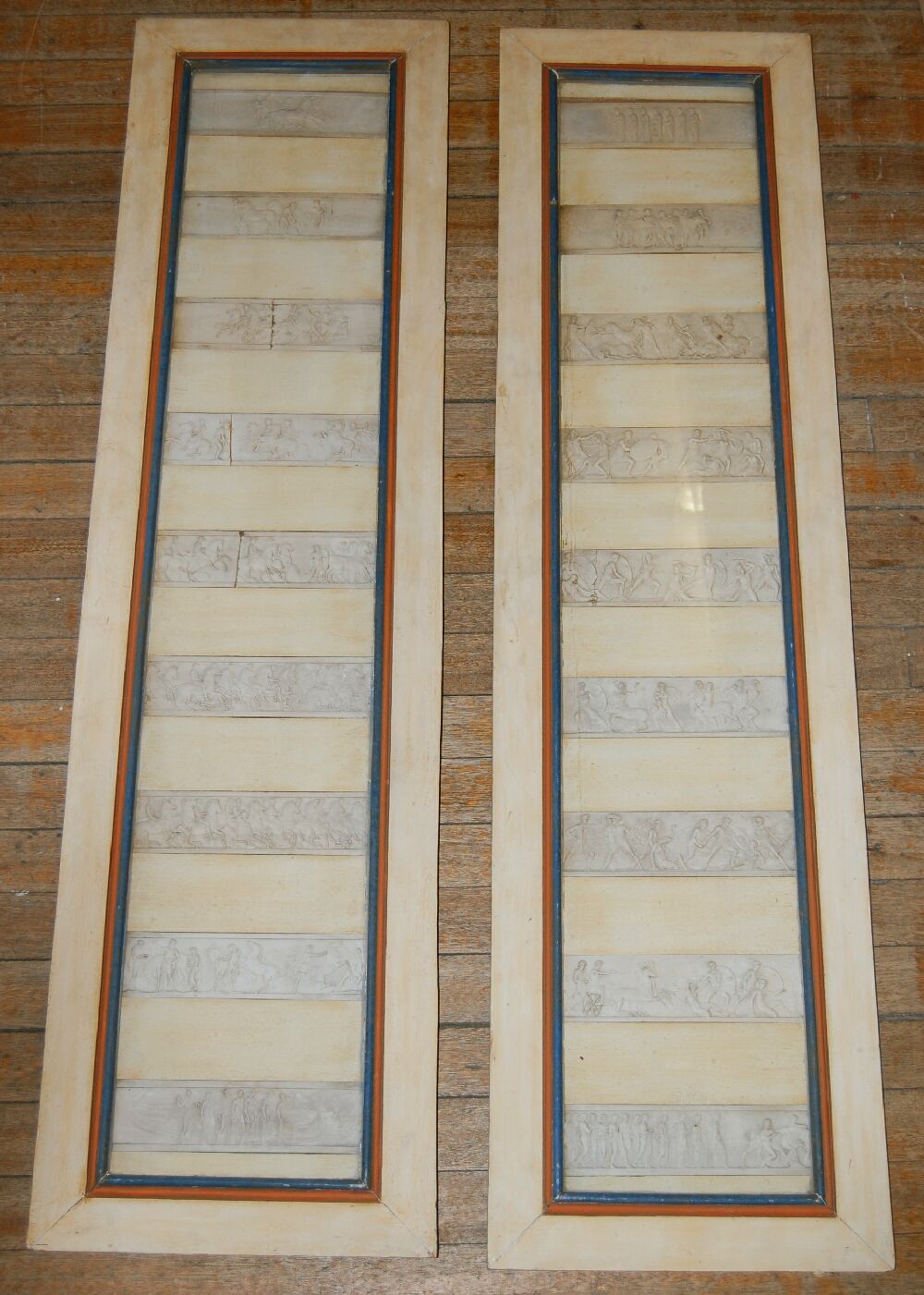 PAIR OF FRAMED NEO-CLASSICAL STYLE RELIEF PLASTER PANELS