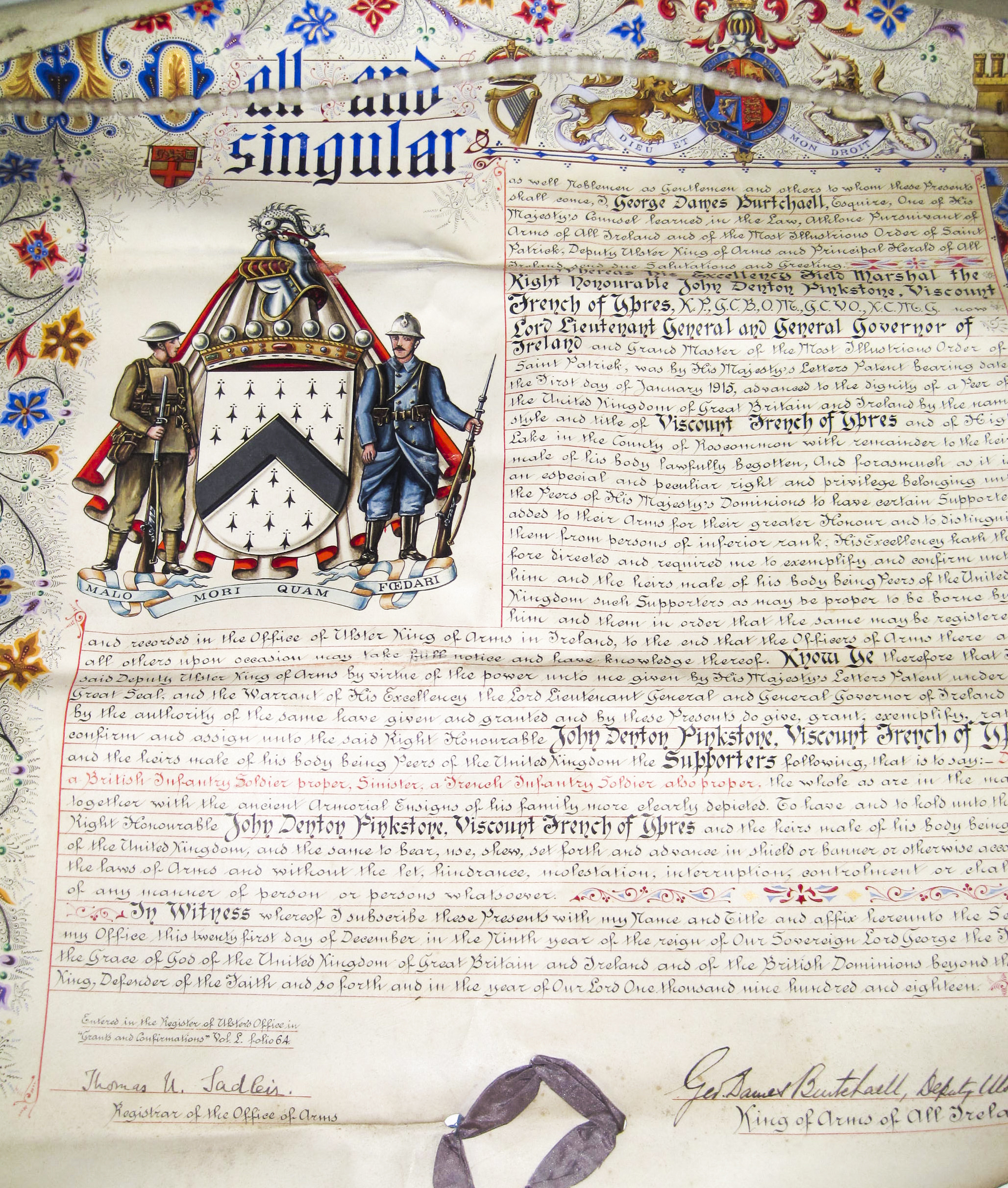 Grants of Arms - John French, Viscount French, later 1st Earl of Ypres