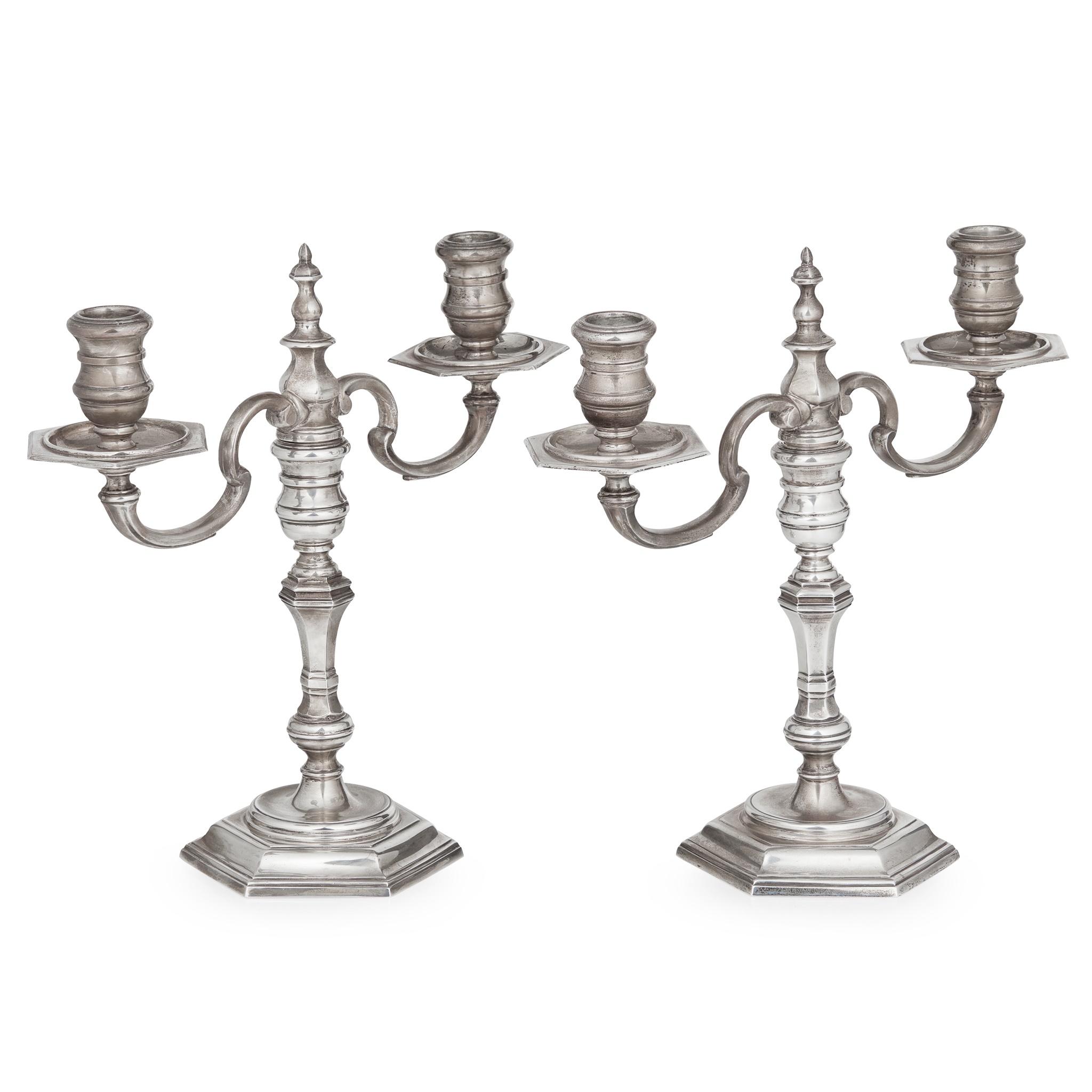 A pair of cast 1960s table candelabra