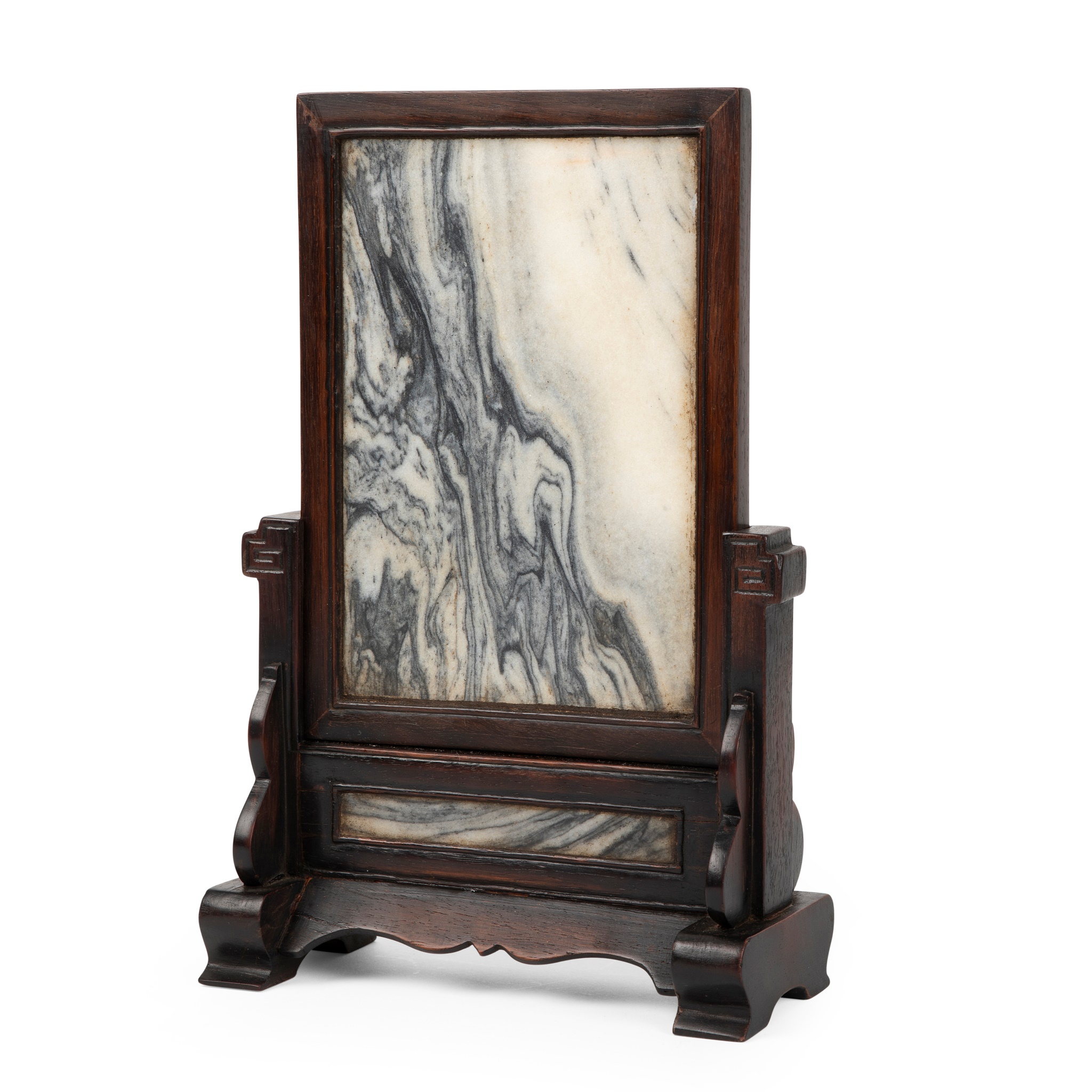 MARBLE-INSET HARDWOOD TABLE SCREEN