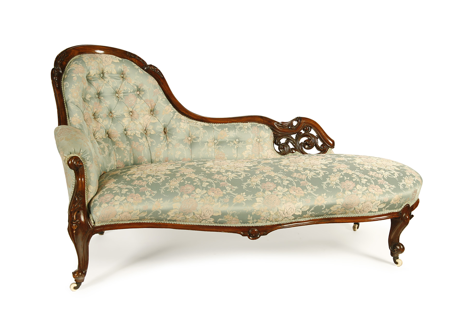 VICTORIAN WALNUT FRAMED CHAISE LONGUE