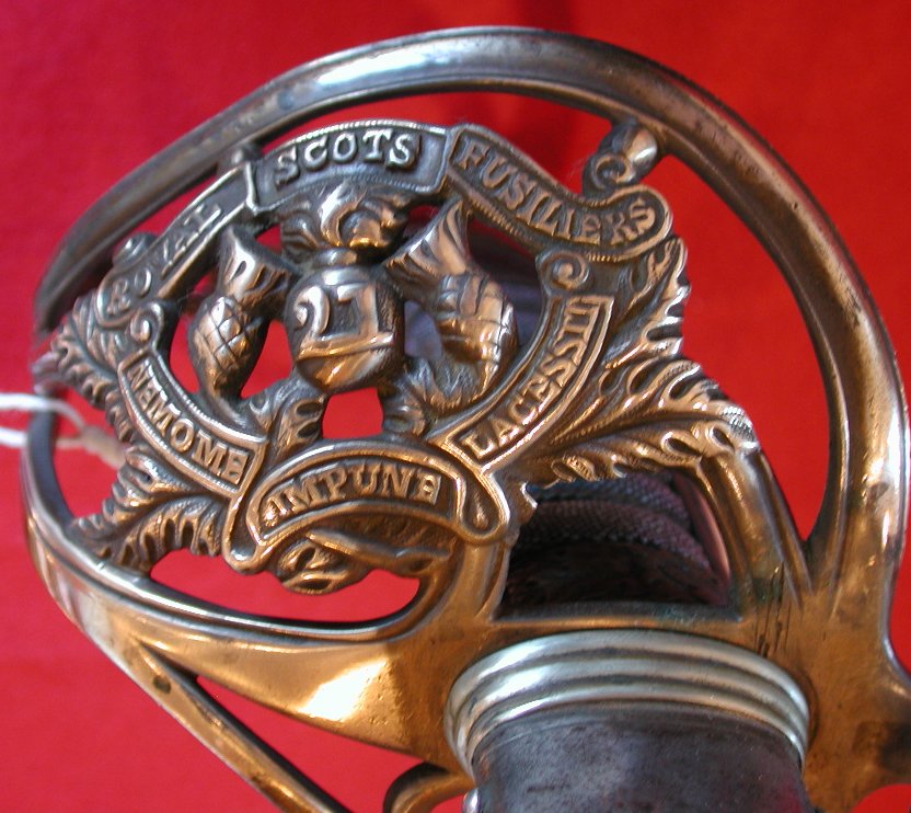 A Scottish brass hilted officer's dress sword, of the Royal Scots Fusiliers